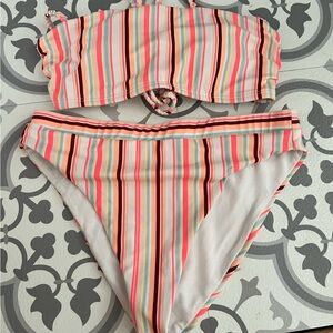 Bright striped cheeky bikini